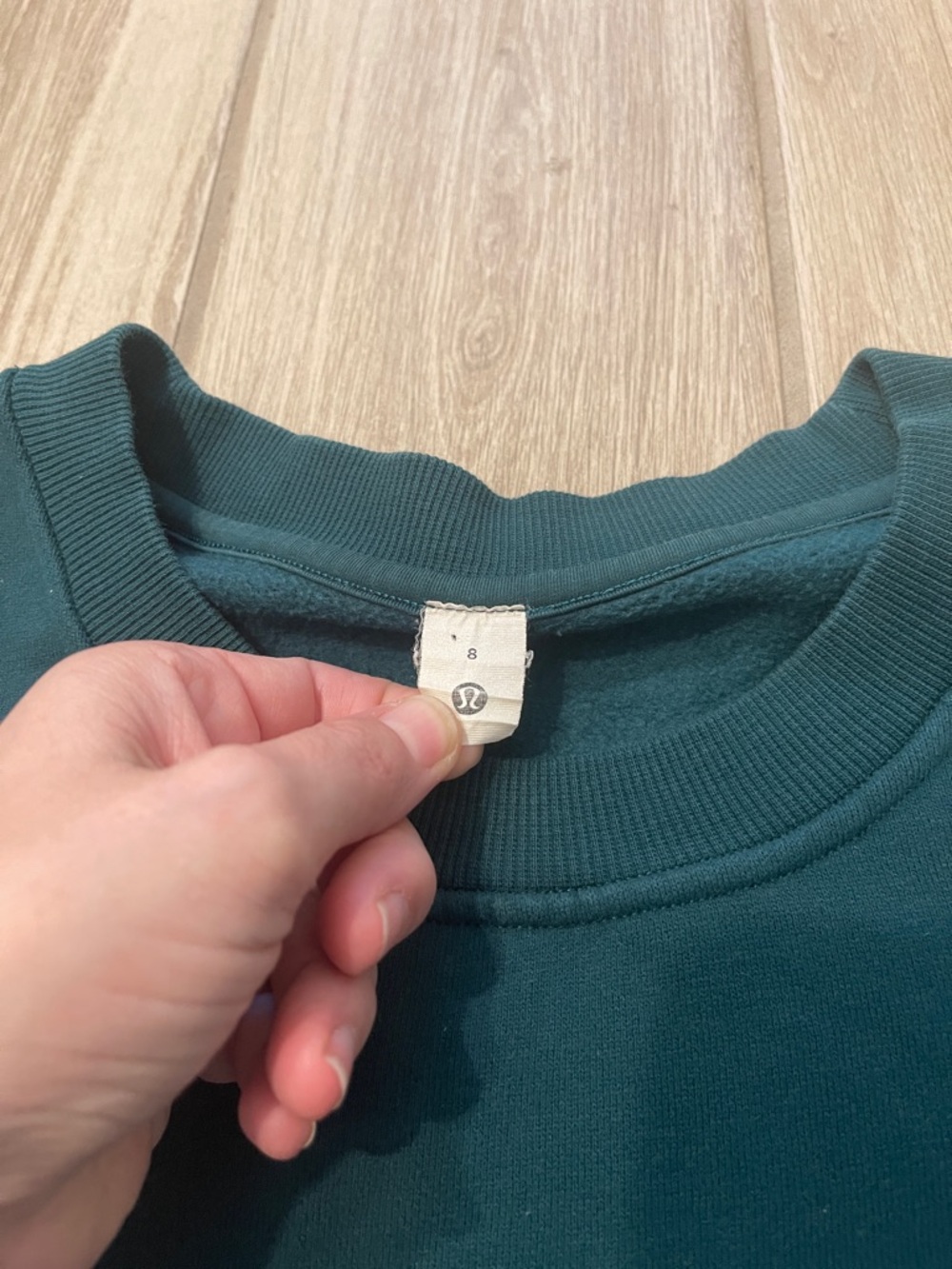 Lululemon Perfectly Oversized Fleece Crewneck Sweatshirt Storm Teal Sz 8 - Picture 7 of 10